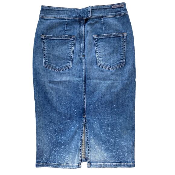 New Citizens of Humanity Denim Bleach Splatter Destroyed Pencil Jean Skirt 27 - Picture 11 of 14
